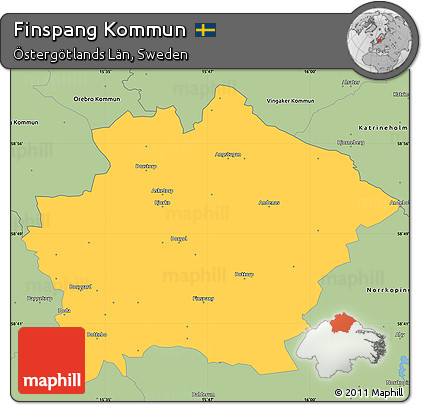 Savanna Style Simple Map of Finspang Kommun