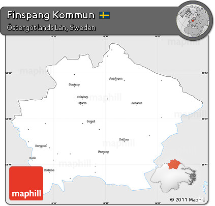 Silver Style Simple Map of Finspang Kommun, single color outside