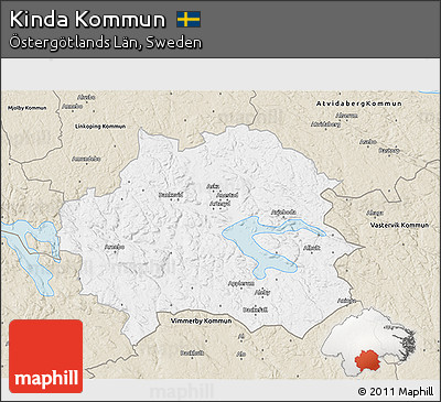 Classic Style 3D Map of Kinda Kommun