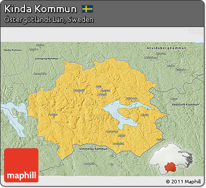 Savanna Style 3D Map of Kinda Kommun