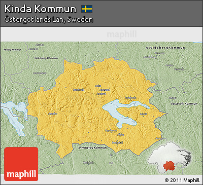 Savanna Style 3D Map of Kinda Kommun