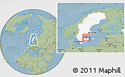 Savanna Style Location Map of Kinda Kommun, highlighted country, highlighted parent region, within the entire country, hill shading