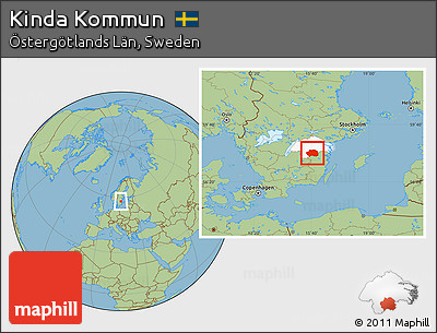 Savanna Style Location Map of Kinda Kommun, highlighted parent region