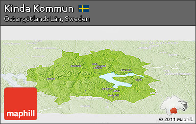 Physical Panoramic Map of Kinda Kommun, lighten