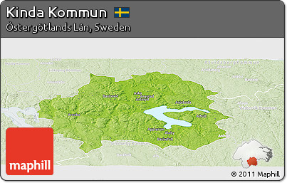 Physical Panoramic Map of Kinda Kommun, lighten