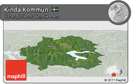 Satellite Panoramic Map of Kinda Kommun, lighten