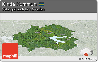 Satellite Panoramic Map of Kinda Kommun, lighten