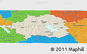 Shaded Relief Panoramic Map of Kinda Kommun, political outside
