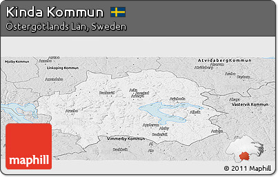 Silver Style Panoramic Map of Kinda Kommun