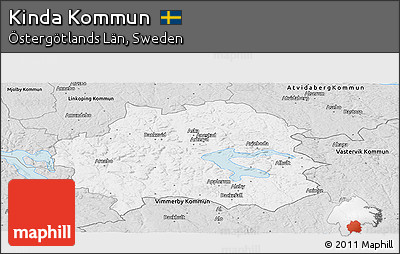 Silver Style Panoramic Map of Kinda Kommun