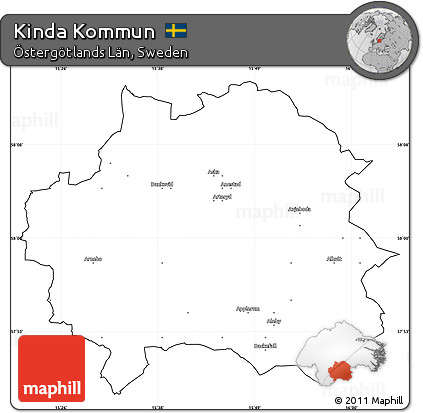 Blank Simple Map of Kinda Kommun, cropped outside