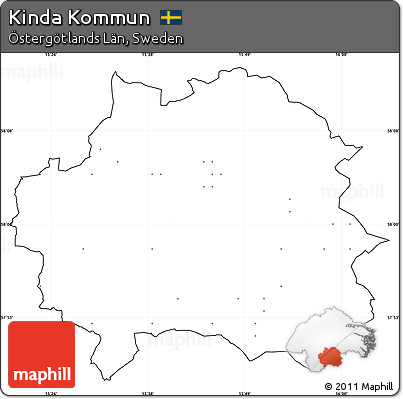 Blank Simple Map of Kinda Kommun, cropped outside, no labels