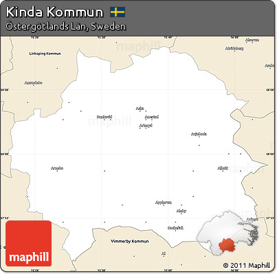 Classic Style Simple Map of Kinda Kommun