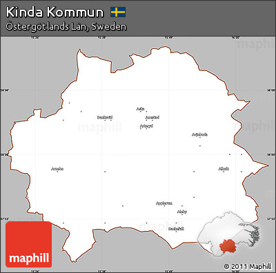 Gray Simple Map of Kinda Kommun, cropped outside