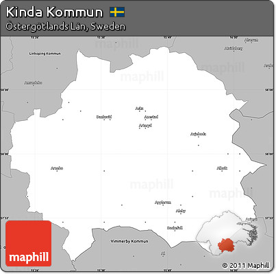 Gray Simple Map of Kinda Kommun