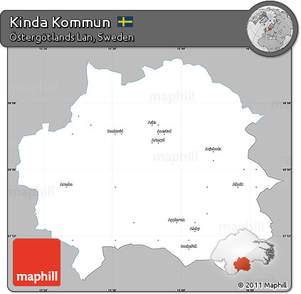 Gray Simple Map of Kinda Kommun, single color outside