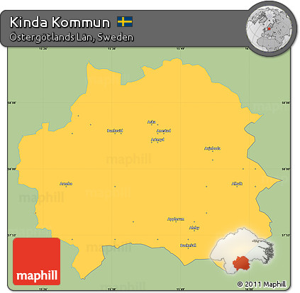 Savanna Style Simple Map of Kinda Kommun, single color outside