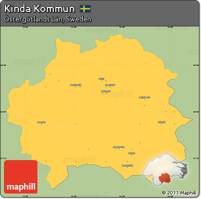 Savanna Style Simple Map of Kinda Kommun, single color outside
