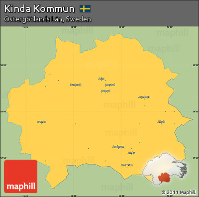 Savanna Style Simple Map of Kinda Kommun, single color outside