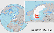Gray Location Map of Östergötlands Län, highlighted country, within the entire country