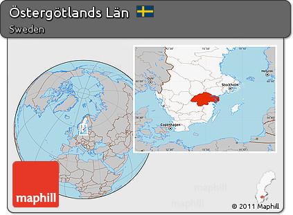 Gray Location Map of Östergötlands Län, highlighted country