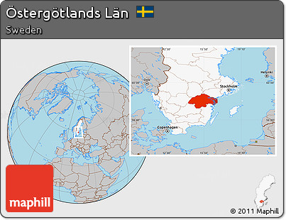 Gray Location Map of Östergötlands Län, highlighted country
