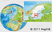 Physical Location Map of Östergötlands Län, highlighted country, within the entire country
