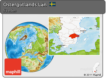 Physical Location Map of Östergötlands Län, highlighted country
