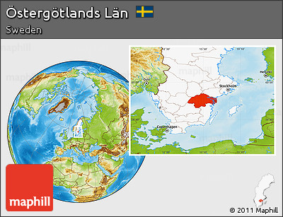 Physical Location Map of Östergötlands Län, highlighted country