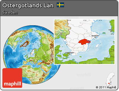 Physical Location Map of Östergötlands Län, highlighted country