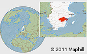 Savanna Style Location Map of Östergötlands Län, highlighted country, hill shading