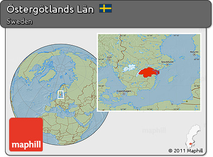 Savanna Style Location Map of Östergötlands Län, hill shading