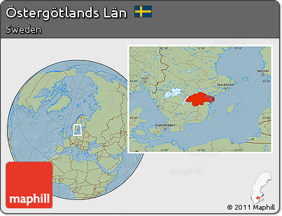 Savanna Style Location Map of Östergötlands Län, hill shading
