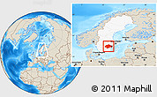 Shaded Relief Location Map of Östergötlands Län, highlighted country, within the entire country