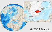 Shaded Relief Location Map of Östergötlands Län, highlighted country