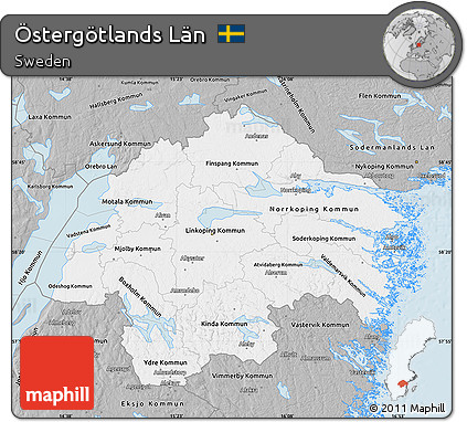 Gray Map of Östergötlands Län