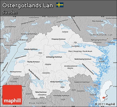 Gray Map of Östergötlands Län