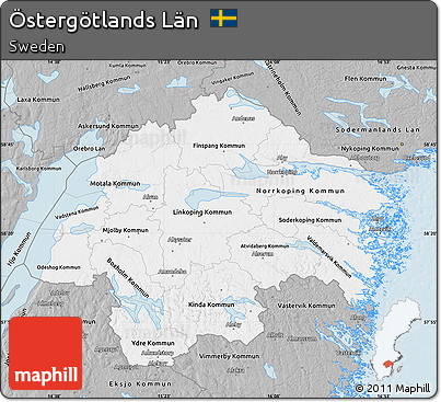 Gray Map of Östergötlands Län