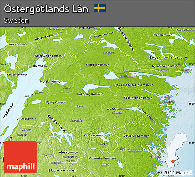 Physical Map of Östergötlands Län