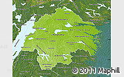 Physical Map of Östergötlands Län, satellite outside