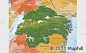 Satellite Map of Östergötlands Län, political shades outside