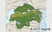 Satellite Map of Östergötlands Län, shaded relief outside