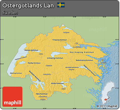 Savanna Style Map of Östergötlands Län, single color outside