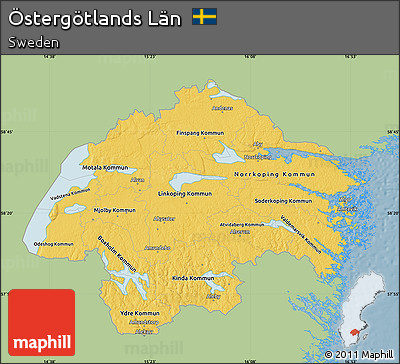 Savanna Style Map of Östergötlands Län, single color outside