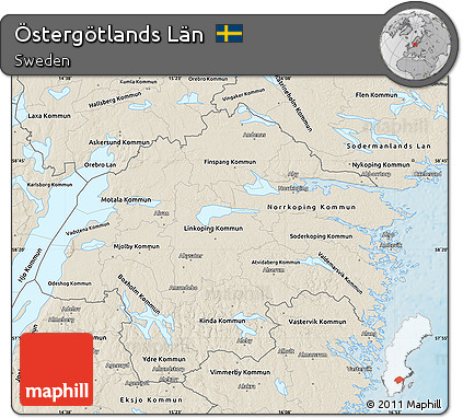 Shaded Relief Map of Östergötlands Län