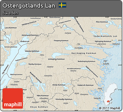 Shaded Relief Map of Östergötlands Län