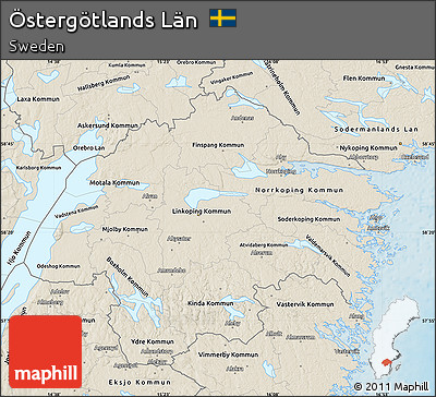 Shaded Relief Map of Östergötlands Län