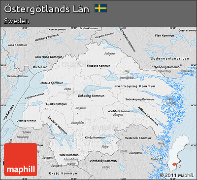 Silver Style Map of Östergötlands Län