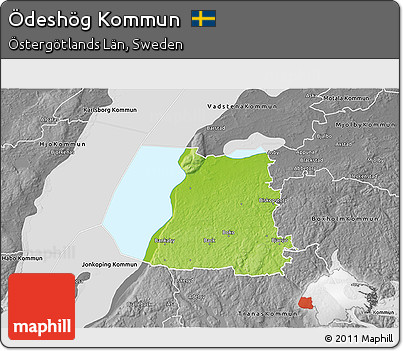 Physical 3D Map of Ödeshög Kommun, desaturated