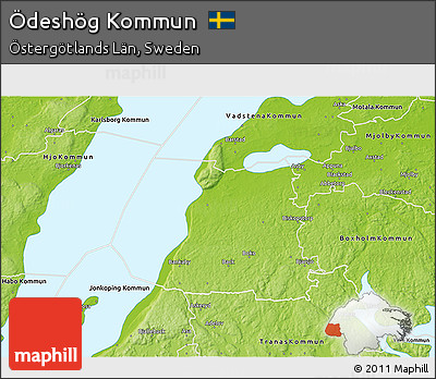 Physical 3D Map of Ödeshög Kommun